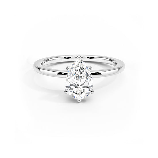 NATURAL DIAMOND - PEAR-CUT SOLITAIRE ENGAGEMENT RING