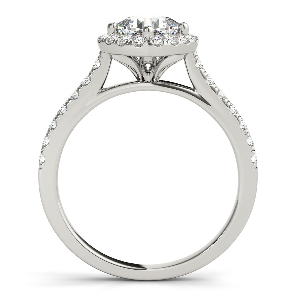 TAPPERED-PAVE-WITH-HALO-ENGAGEMENT-RING - 14KT White Gold