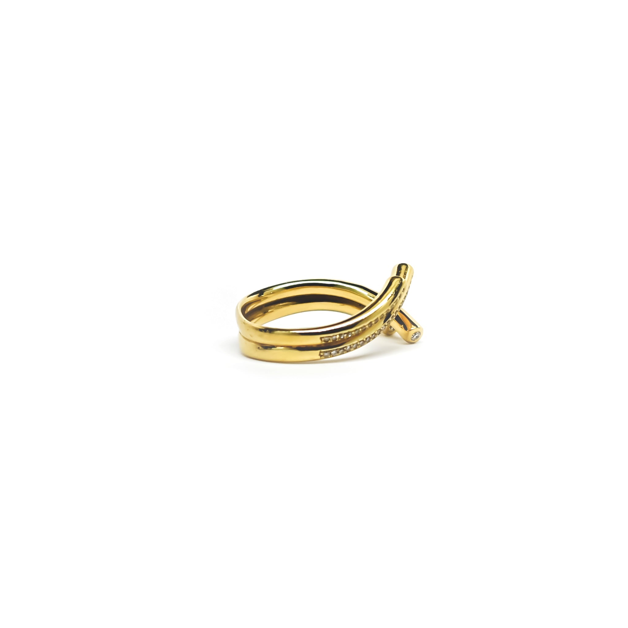 IE OPEN TWIST RING WITH DIAMONDS