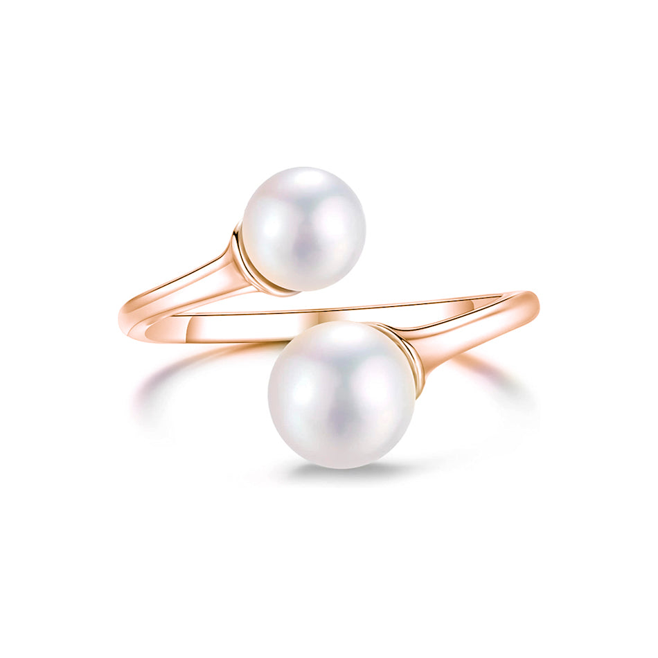 IE DOUBLE PEARL OPEN RING