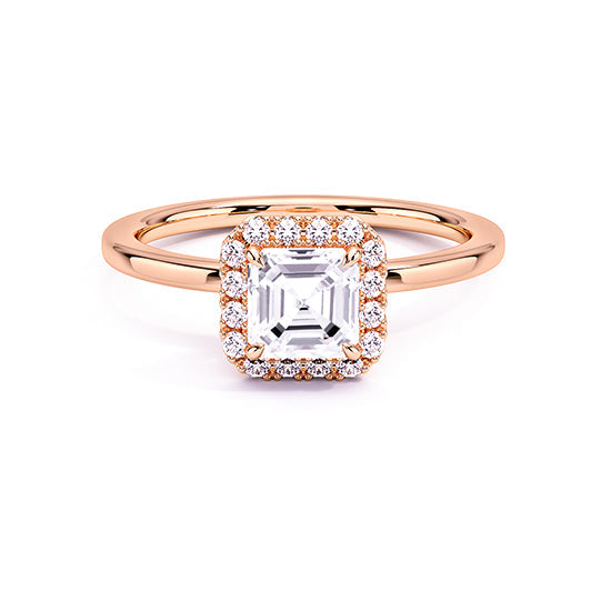 NATURAL DIAMOND - ASSCHER-CUT HALO ENGAGEMENT RING - NO SIDE DIAMONDS
