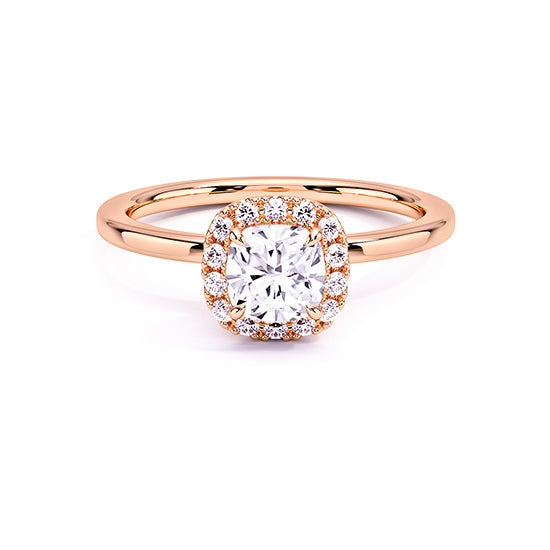 NATURAL DIAMOND - CUSHION-CUT HALO ENGAGEMENT RING WITH NO SIDE DIAMONDS
