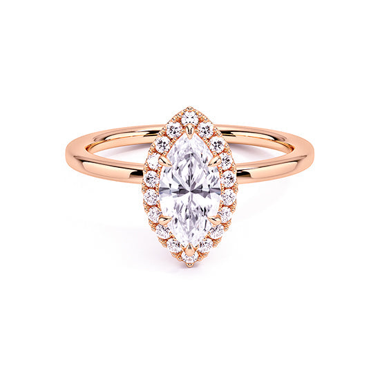 NATURAL DIAMOND - MARQUIS-CUT HALO ENGAGEMENT RING WITH NO SIDE DIAMONDS