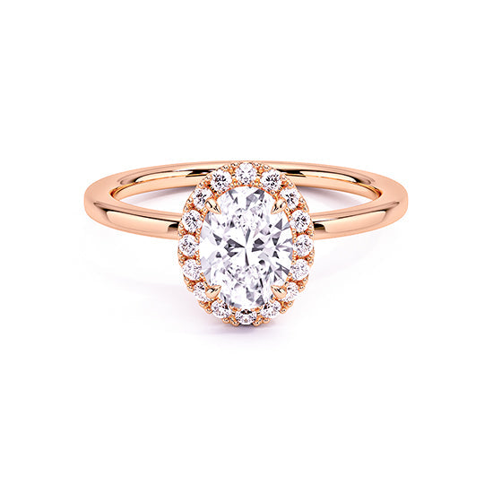 NATURAL DIAMOND - OVAL HALO ENGAGEMENT RING WITH NO SIDE DIAMONDS