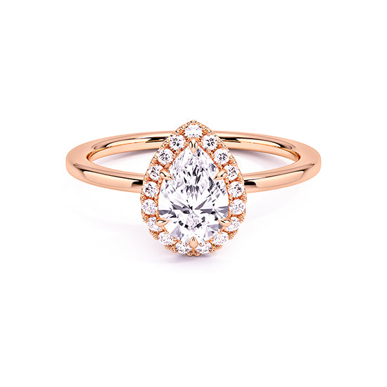 NATURAL DIAMOND - PEAR-CUT HALO ENGAGEMENT RING WITH NO SIDE DIAMONDS