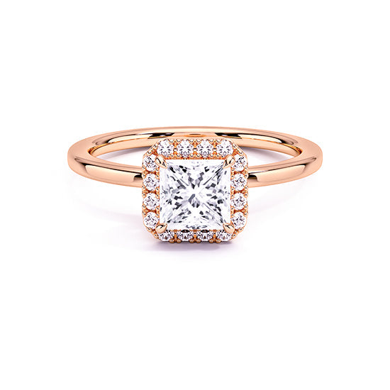 NATURAL DIAMOND - PRINCESS-CUT HALO ENGAGEMENT RING WITH NO SIDE DIAMONDS