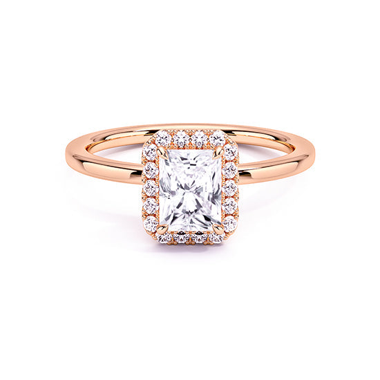 NATURAL DIAMOND - RADIANT-CUT HALO ENGAGEMENT RING WITH NO SIDE DIAMONDS
