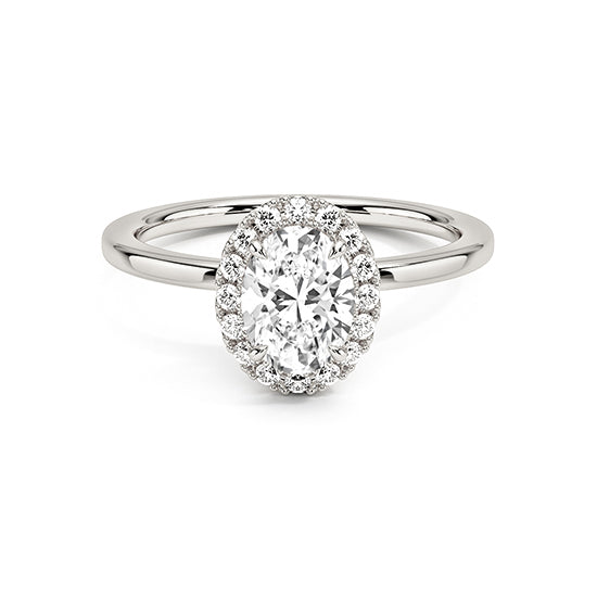 NATURAL DIAMOND - OVAL HALO ENGAGEMENT RING WITH NO SIDE DIAMONDS