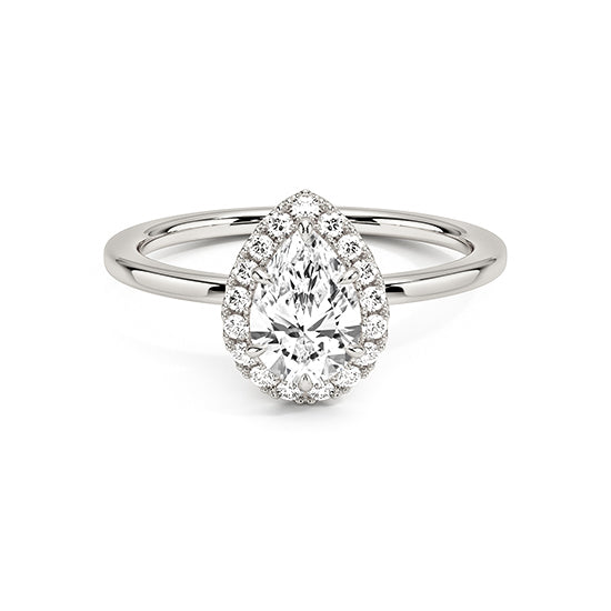 NATURAL DIAMOND - PEAR-CUT HALO ENGAGEMENT RING WITH NO SIDE DIAMONDS