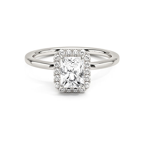 NATURAL DIAMOND - RADIANT-CUT HALO ENGAGEMENT RING WITH NO SIDE DIAMONDS