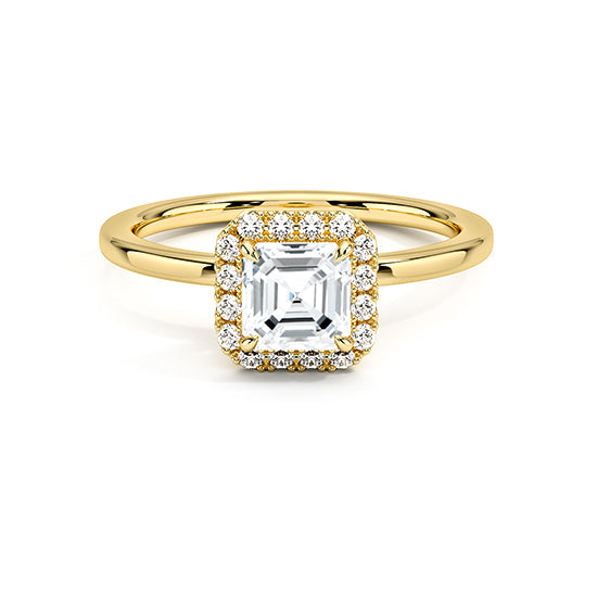 NATURAL DIAMOND - ASSCHER-CUT HALO ENGAGEMENT RING - NO SIDE DIAMONDS