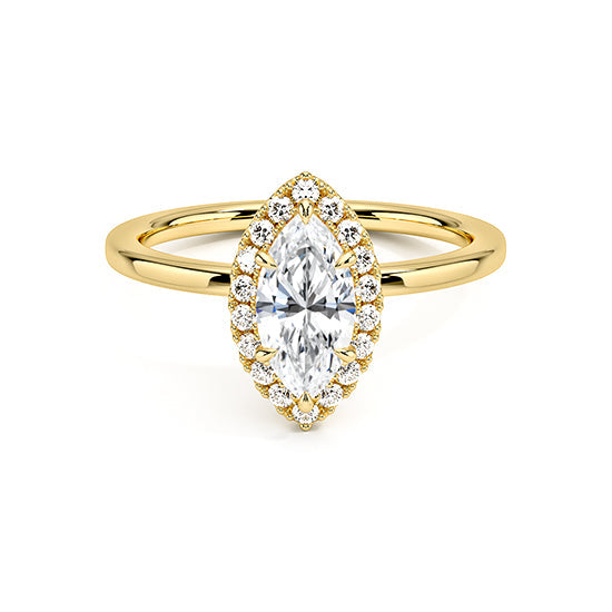 NATURAL DIAMOND - MARQUIS-CUT HALO ENGAGEMENT RING WITH NO SIDE DIAMONDS