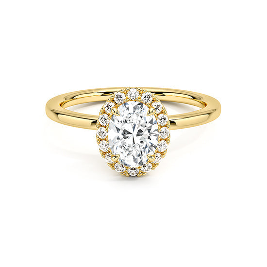 NATURAL DIAMOND - OVAL HALO ENGAGEMENT RING WITH NO SIDE DIAMONDS