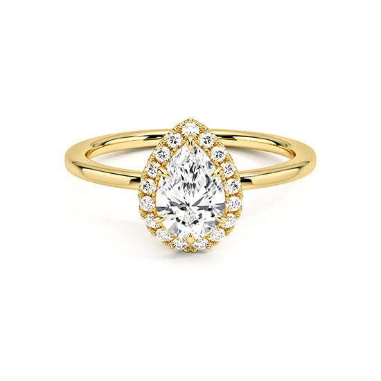 NATURAL DIAMOND - PEAR-CUT HALO ENGAGEMENT RING WITH NO SIDE DIAMONDS