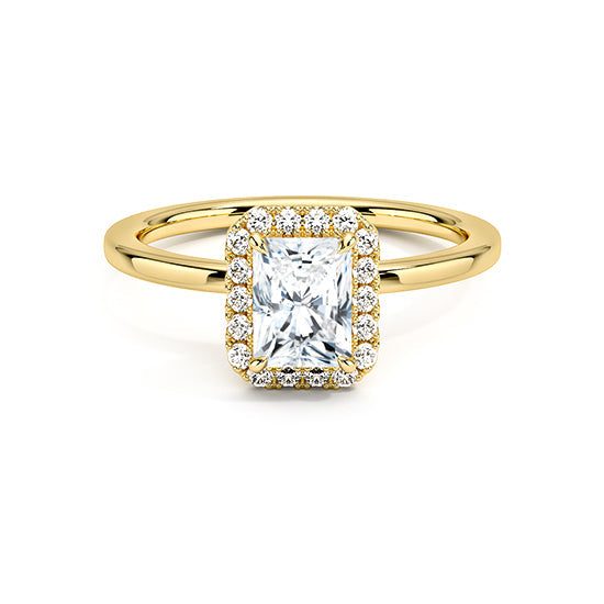 NATURAL DIAMOND - RADIANT-CUT HALO ENGAGEMENT RING WITH NO SIDE DIAMONDS