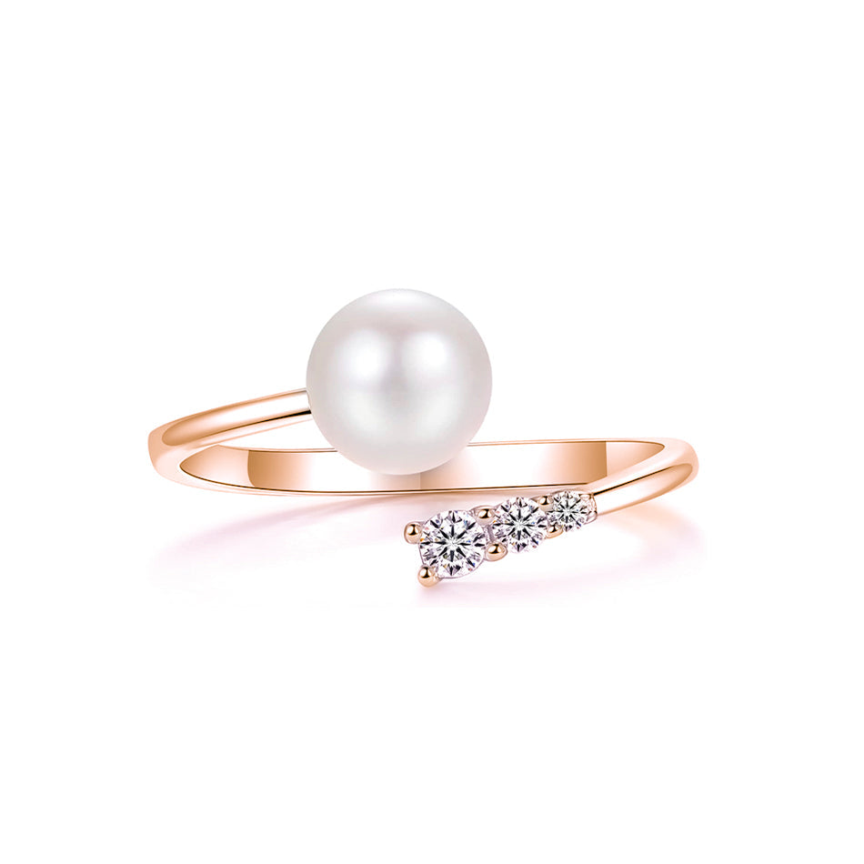 IE OPEN MULTI-DIAMOND AND PEARL RING