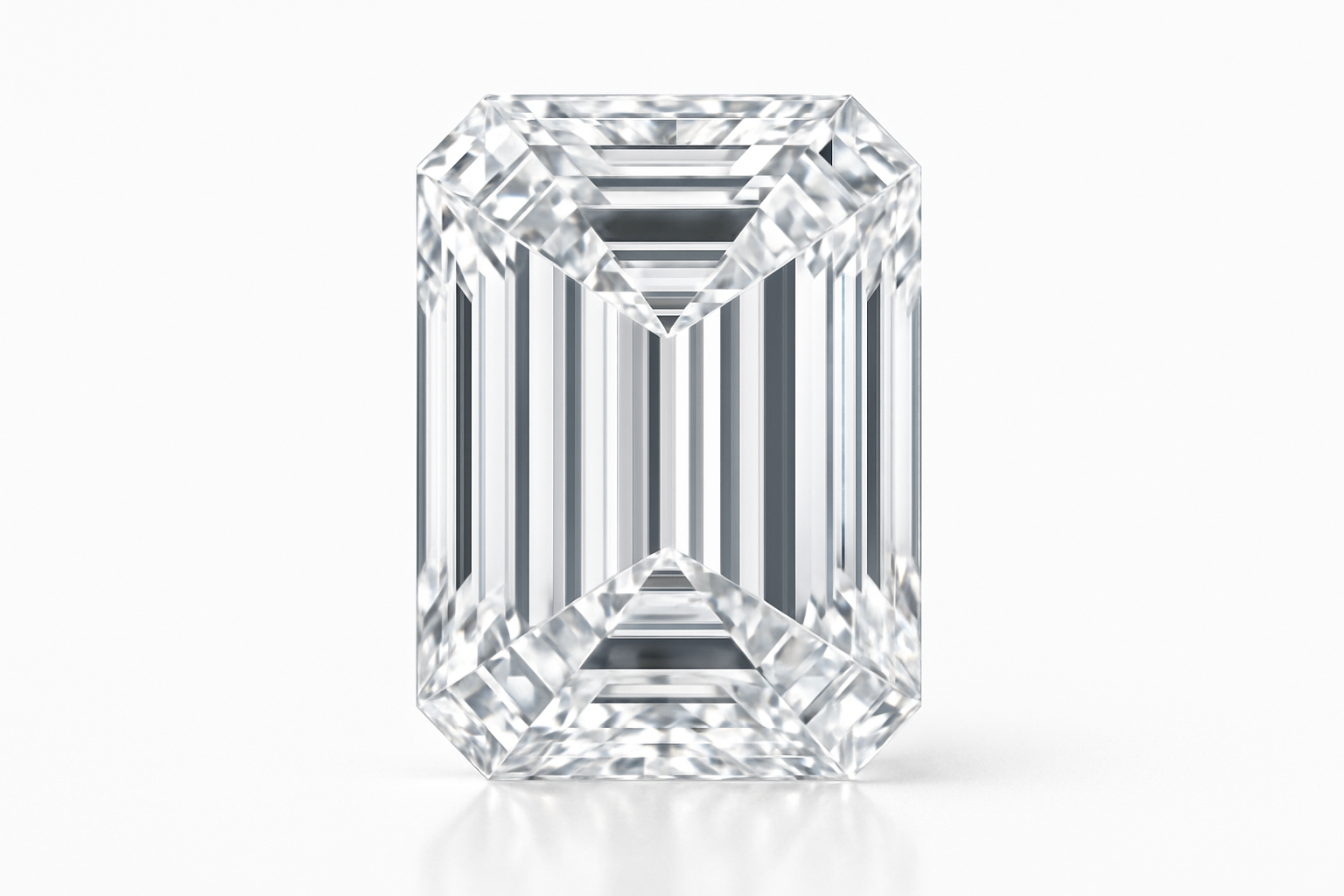 a straight emerald shaped diamond on a white background