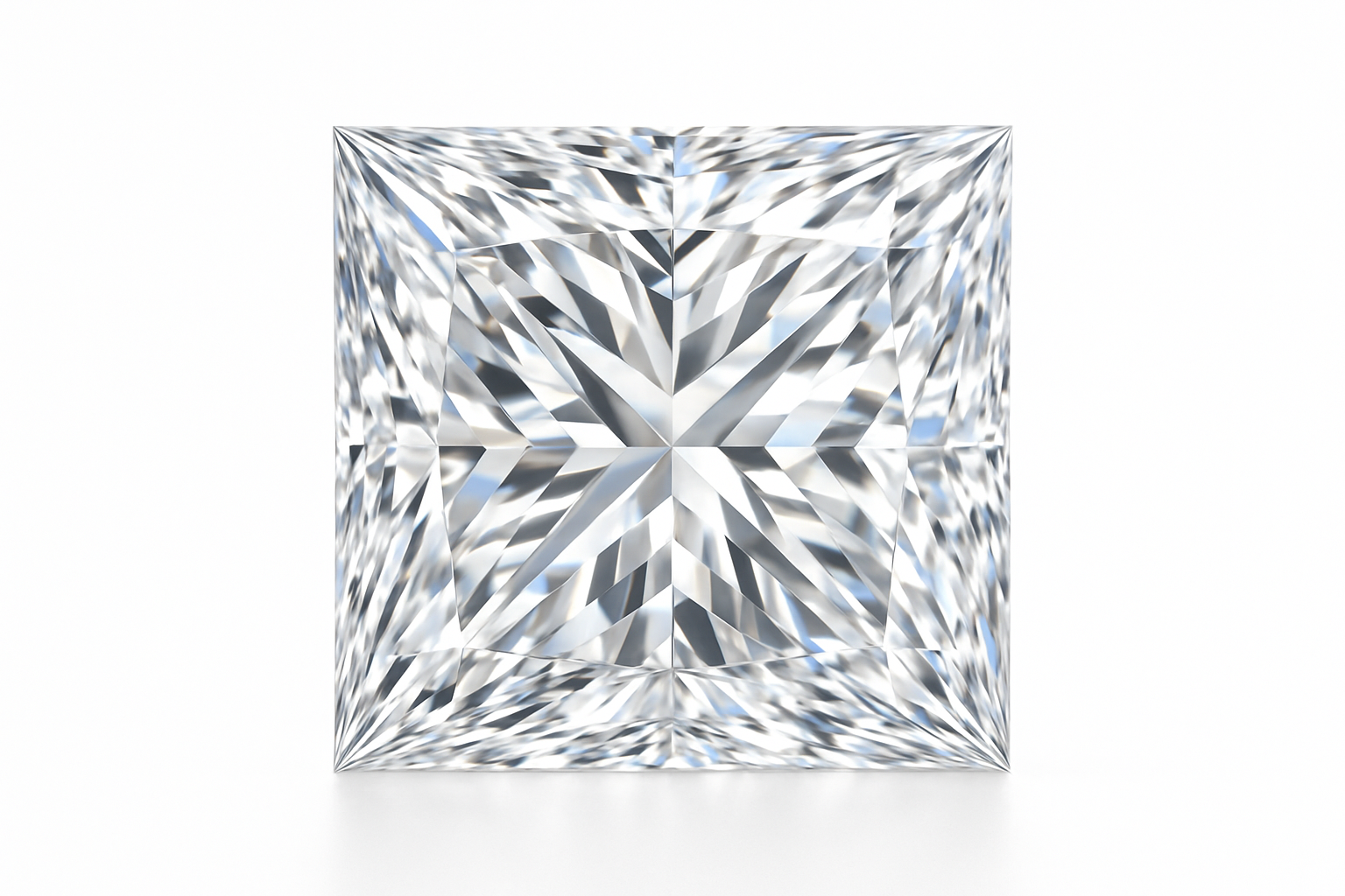 a straight princess cut diamond on a white background