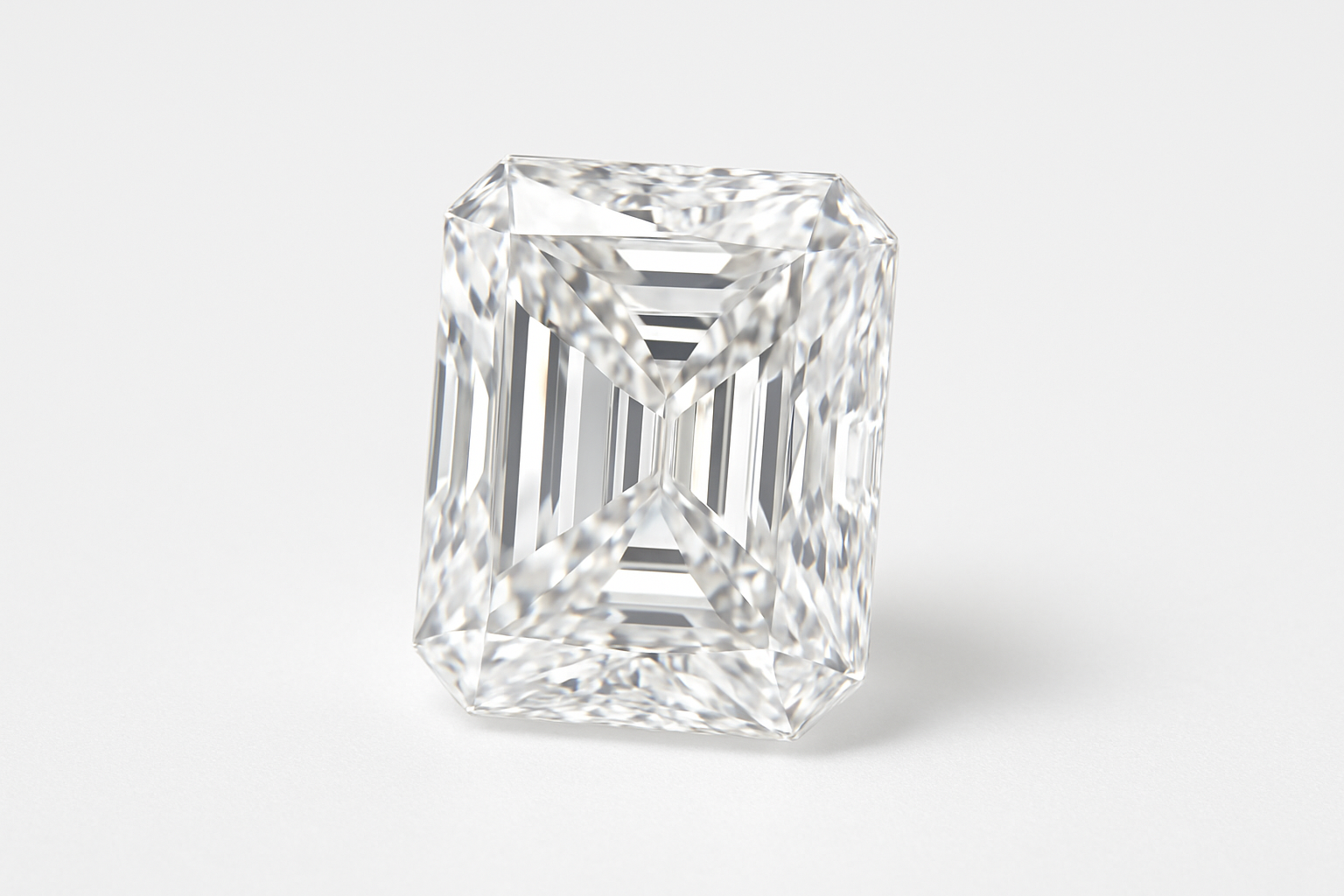 a straight radiant cut diamond on a white background