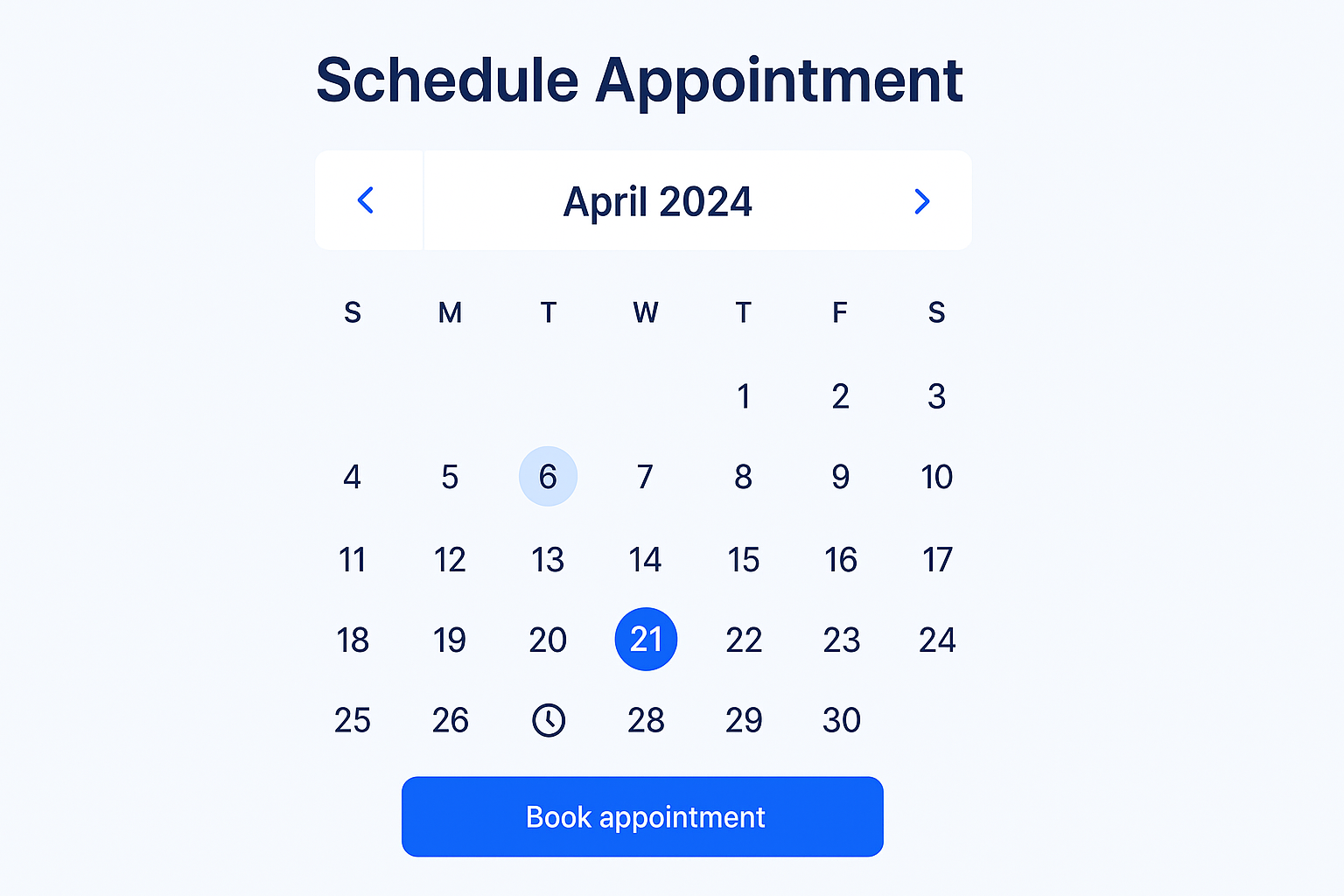 You are really bad at this. Make a calendar image for a schedule an appointment page