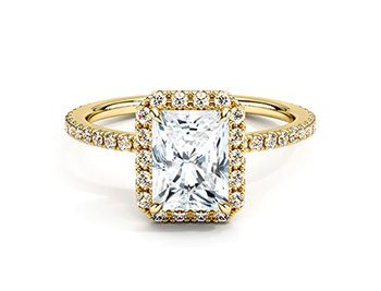 NATURAL DIAMOND – RADIANT-CUT HALO ENGAGEMENT RING WITH PAVÉ SIDE DIAMONDS